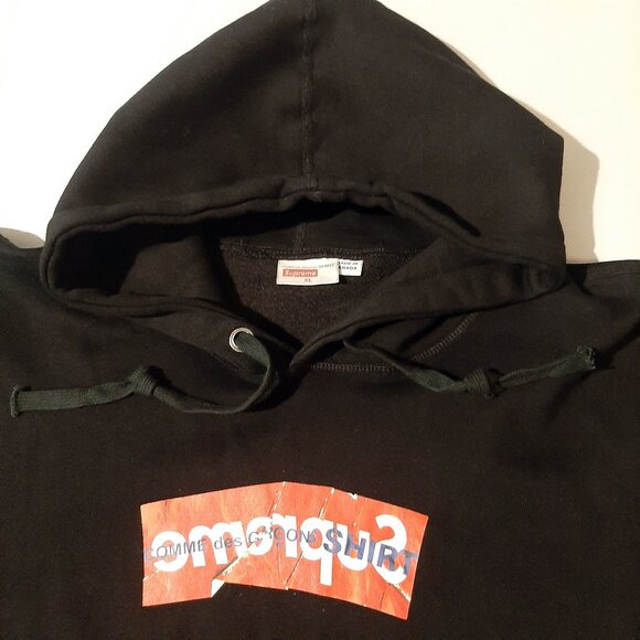 Supreme x Comme des Garcons SHIRT Box Logo Hoodie sweatshirt SS 17 Black Size XL - Picture 5 of 16